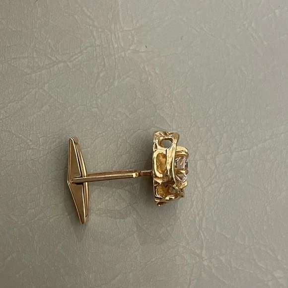 Diamond Essence 14k solid cufflinks simulated Diamond solitaire - Picture 5 of 12